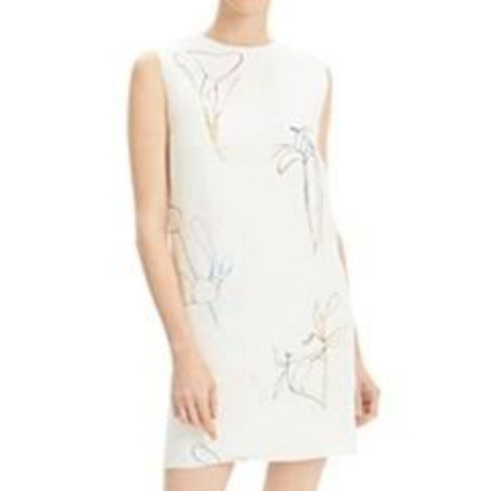 NWOT - Theory sleeveless dress linen print shift